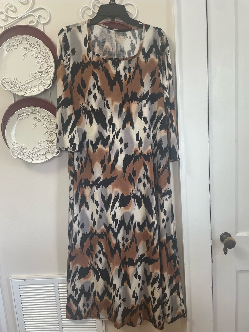 Women’s Brown & Black Animal-Print Maxi Dress